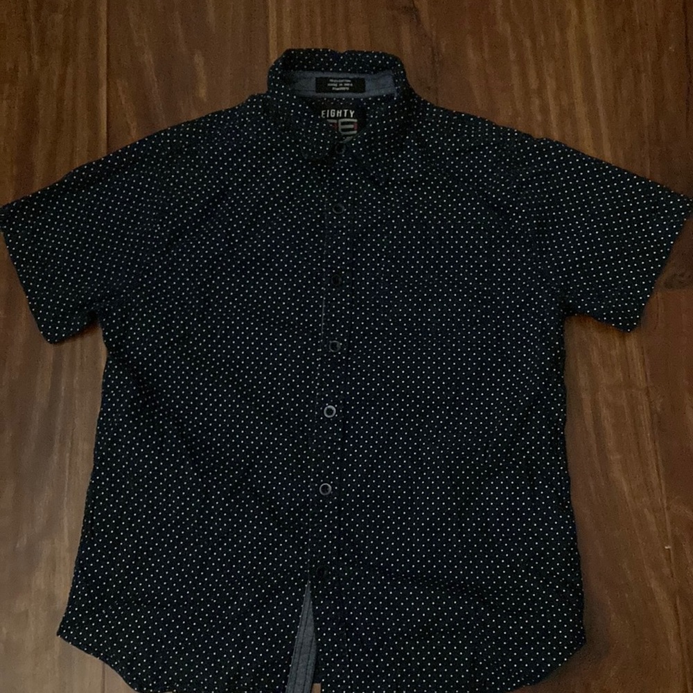 Dotted blue button up